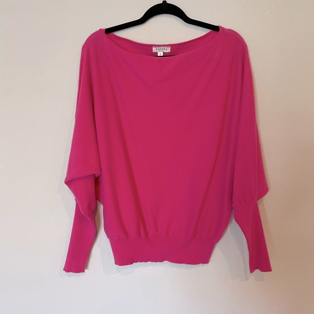 ANDREE BY UNIT Hot Pink Boatneck Dolman Sweater